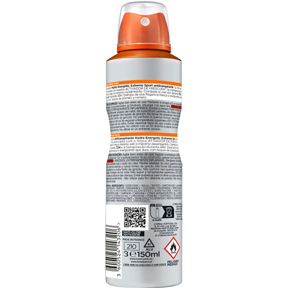 L'OREAL PARIS MEN EXPERT hydra energetic extreme sport anti-perspirant 72h deo spray 150 ml L'OREAL PARIS MEN EXPERT hydra energetic extreme sport anti-perspirant 72h deo spray 150 ml