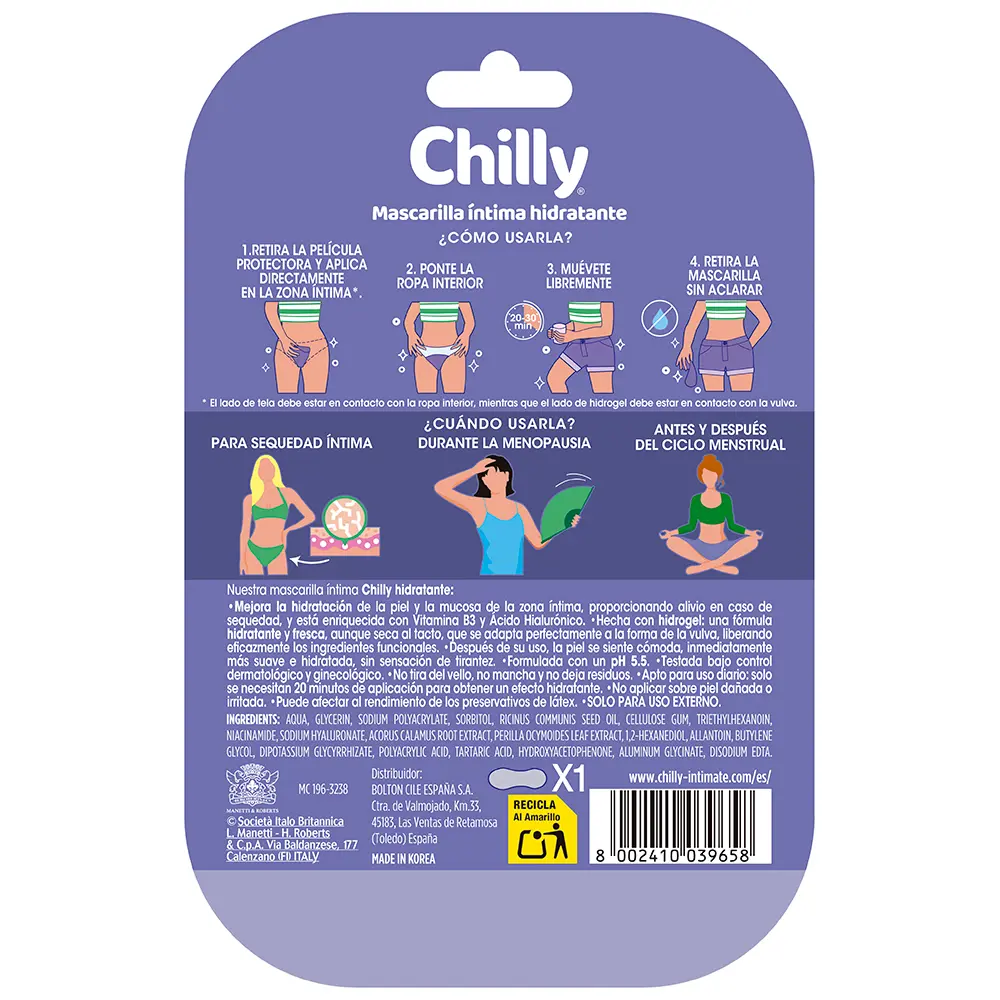 CHILLY Moisturizing intimate mask 1 unit