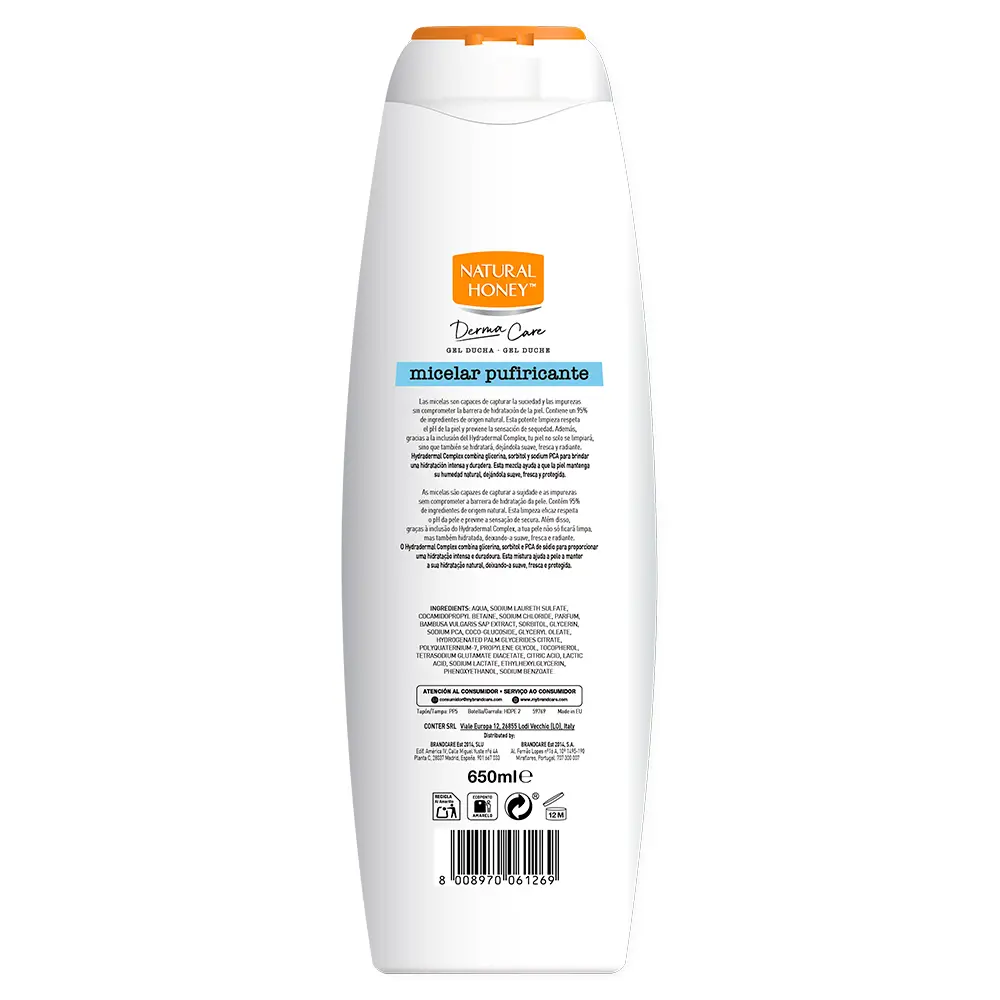 NATURAL HONEY DERMA CARE PURIFYING MICELLAR shower gel 650 ml