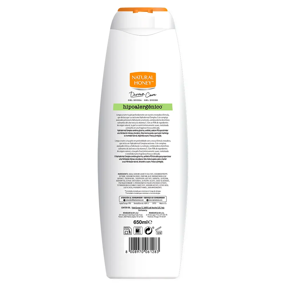 NATURAL HONEY DERMA CARE HYPOALLERGENIC shower gel 650 ml