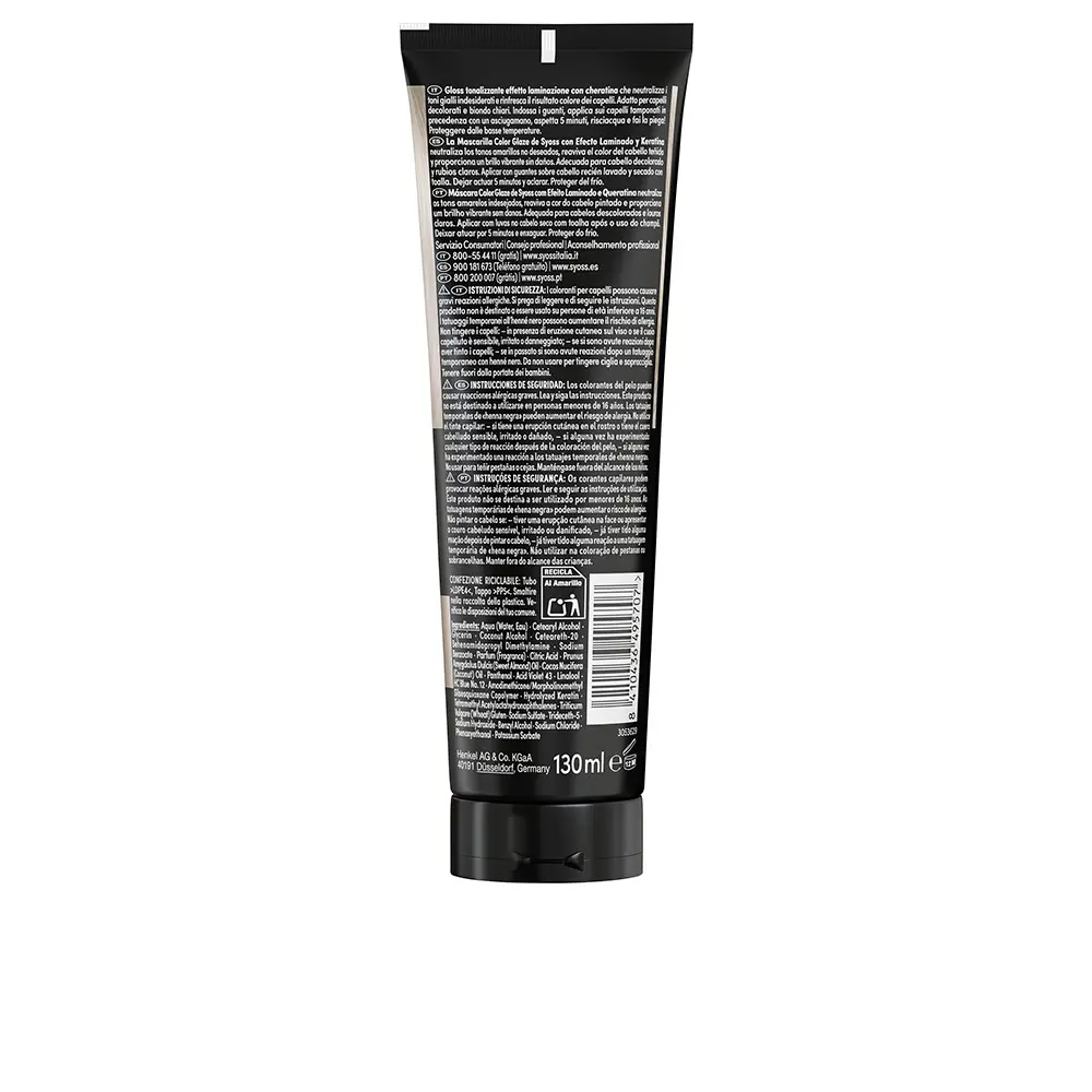 SYOSS COLOR GLAZE mattifying color mask with laminated effect #Platinum Blonde 130 ml