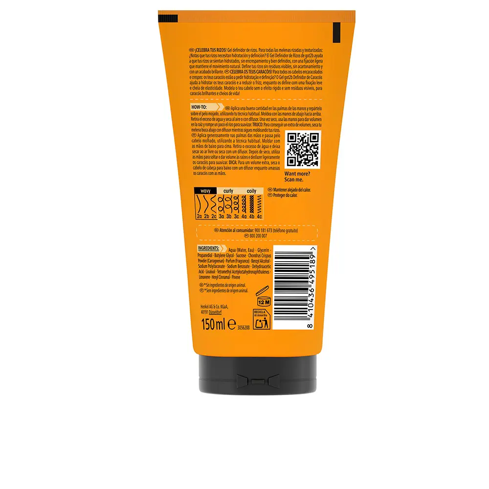 SCHWARZKOPF MASS MARKET GOT2B CURLZ curl defining gel 150 ml SCHWARZKOPF MASS MARKET GOT2B CURLZ curl defining gel 150 ml